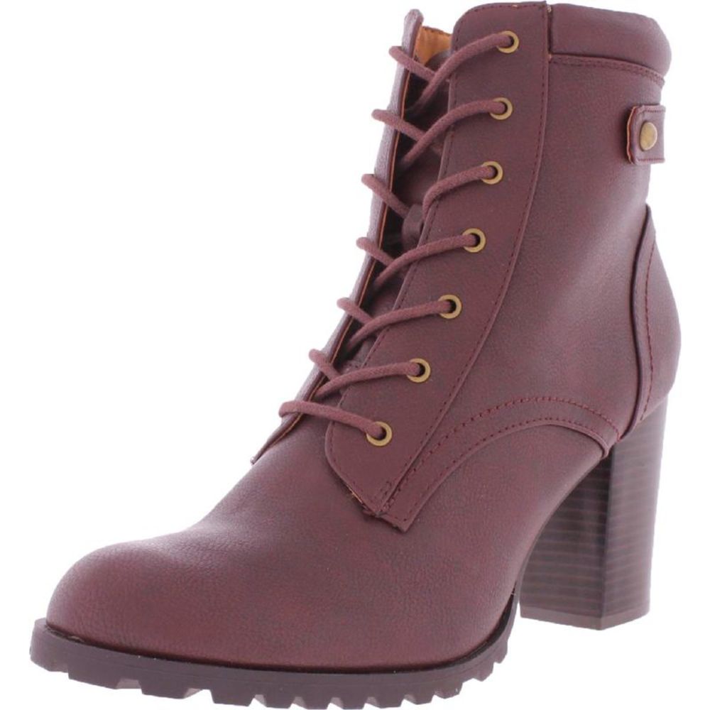 Style & Co. Womens Cassyn Red Lace Up Block Heel Ankle Combat Boots Shoes NWT